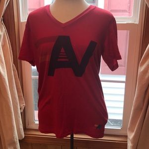 Rare Red Vintage Aviator Logo V-Neck Tshirt